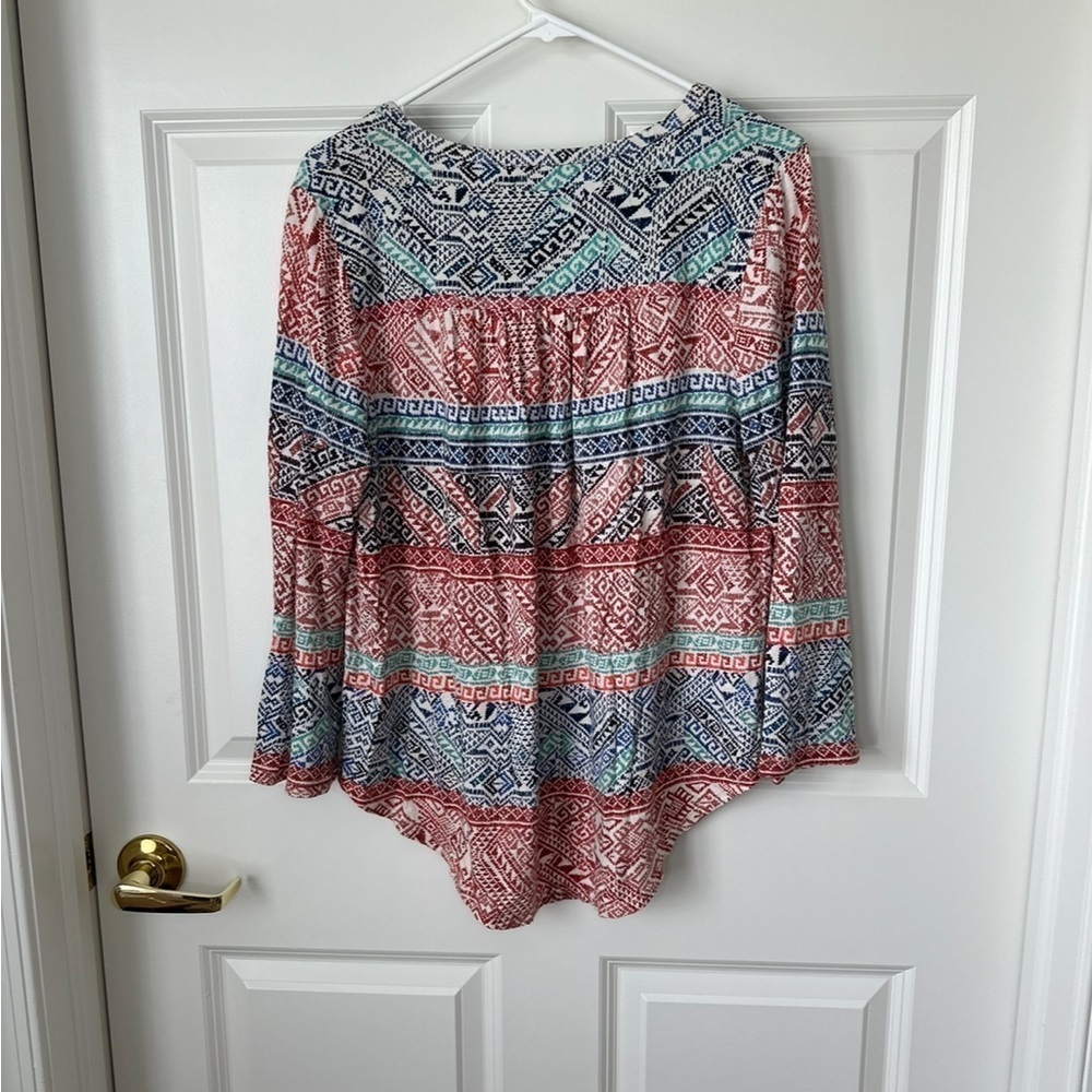 Lucky Brand Aztec Long Sleeve Top Size L - Picture 2 of 7